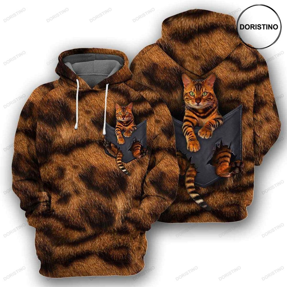 Bengal Cat Pocket Ed Cat Lovers All Over Print Hoodie
