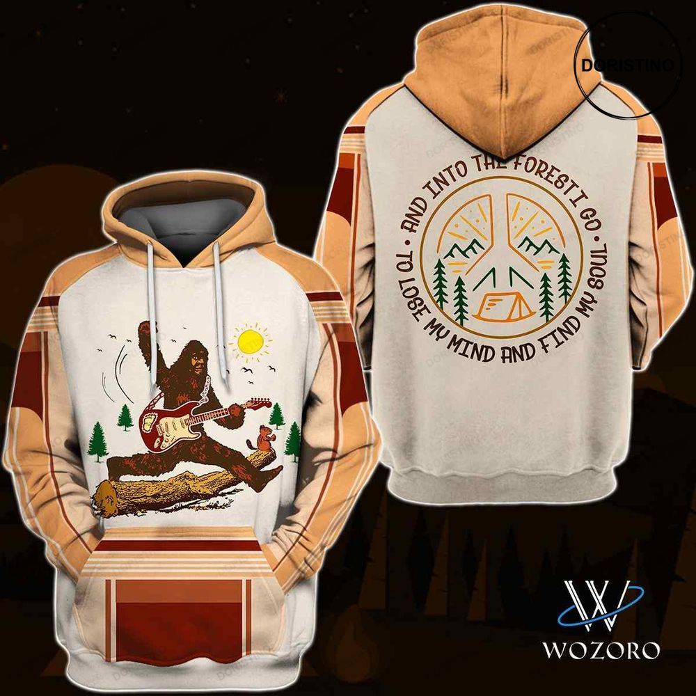 Bigfoot Guitar Into Forest Camping Awesome 3D Hoodie