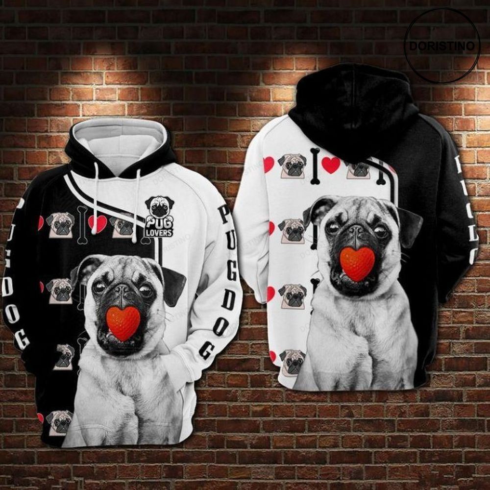 Black And White Pug Limited Edition 3d Hoodie