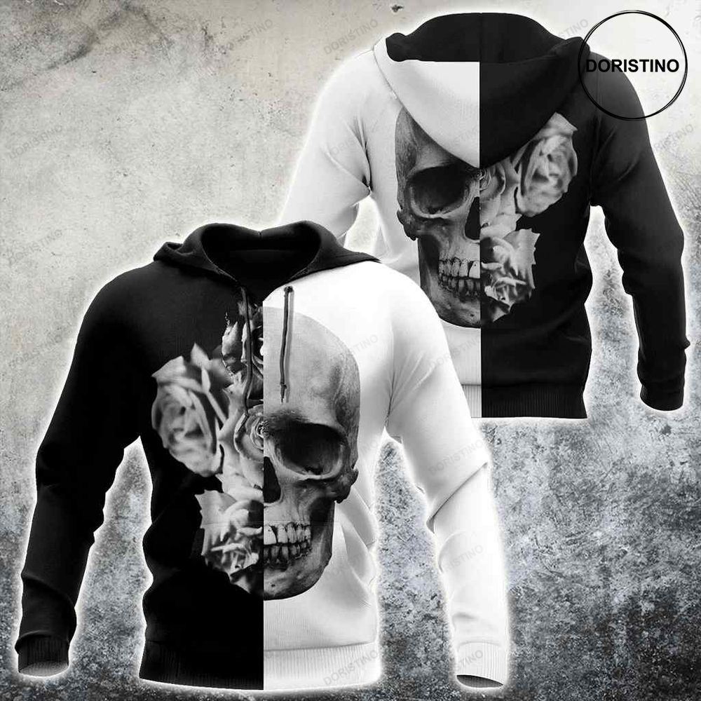 Black And White -skull And Roses Limited Edition 3d Hoodie