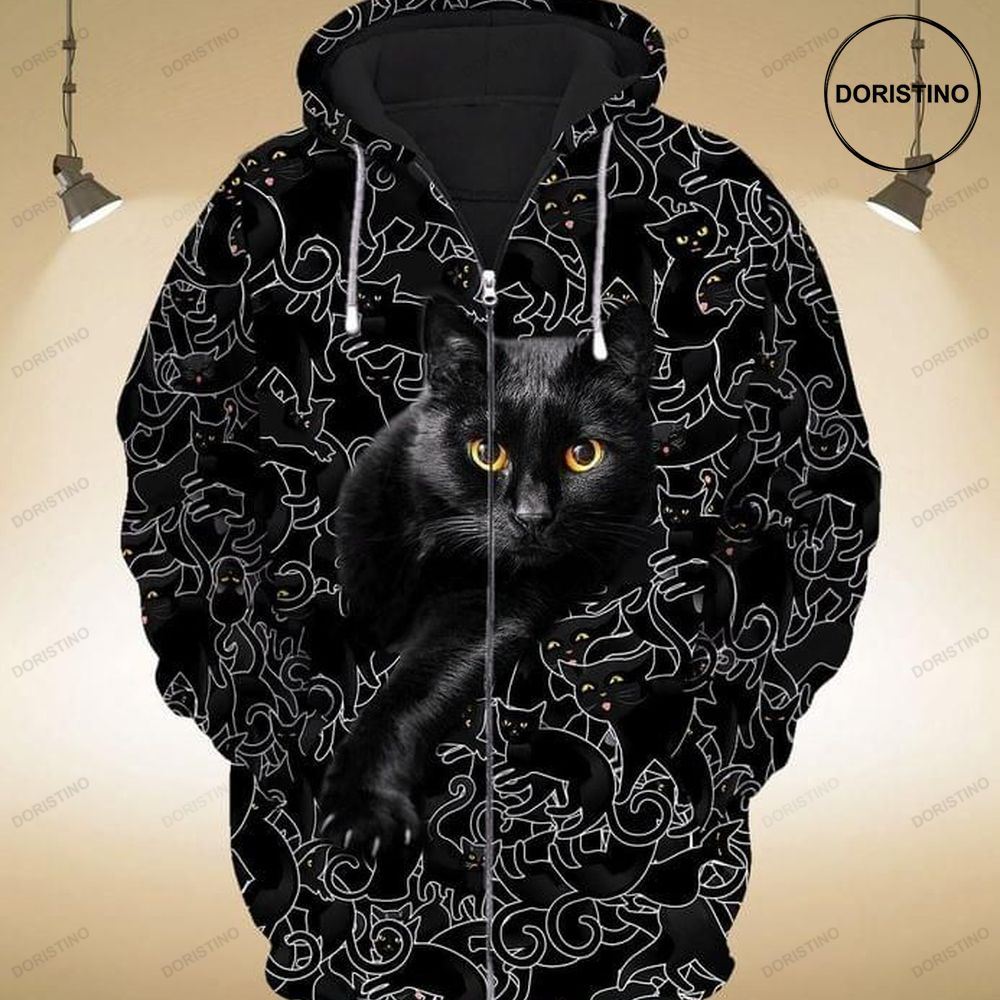 Black Cats Cute All Over Print Hoodie