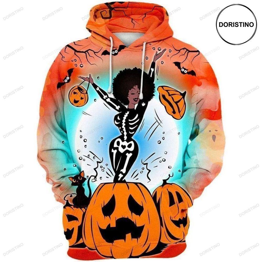 Black Girl With Skeleton Halloween Limited Edition 3d Hoodie