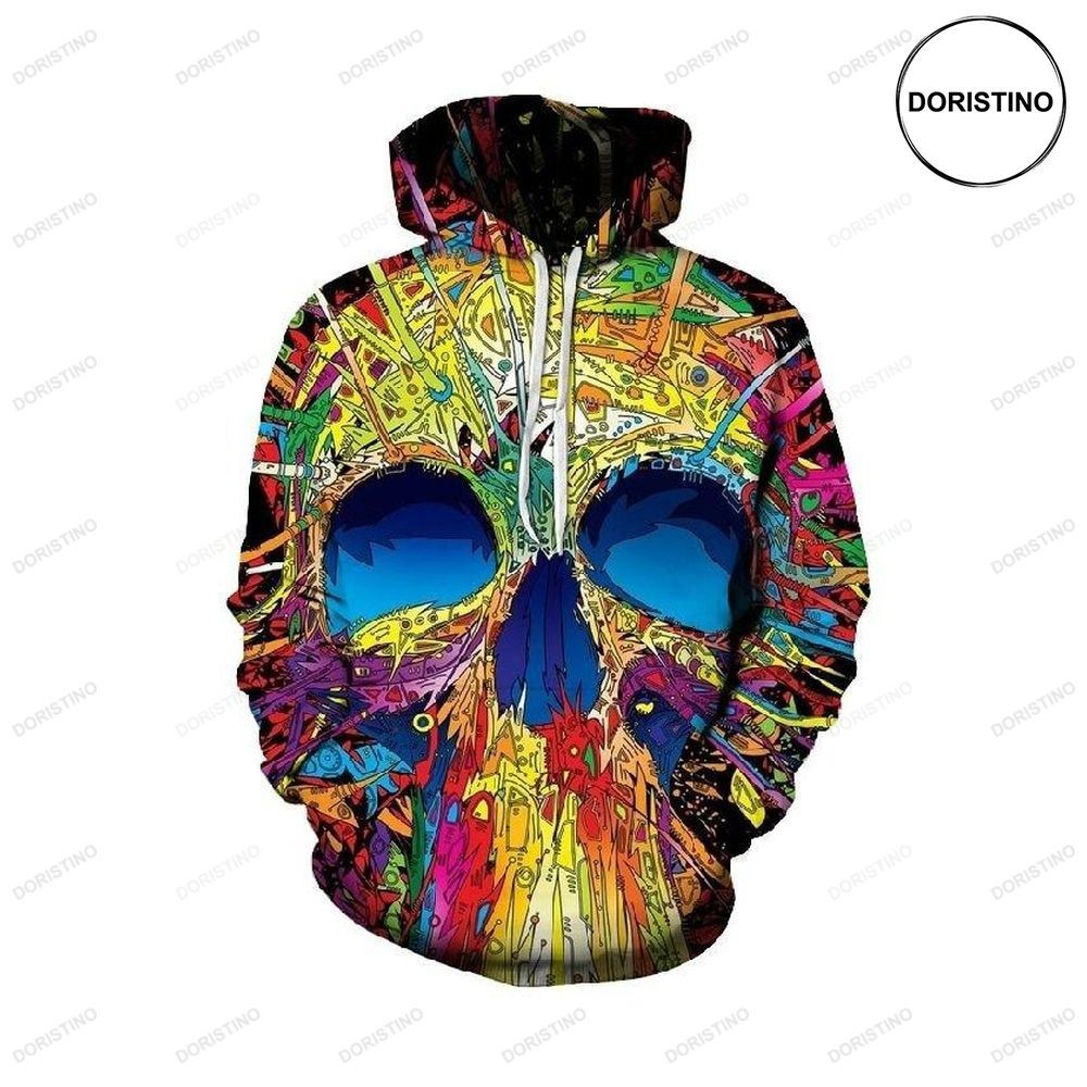 Creative Colorful Scary Skull Paint Halloween Awesome 3D Hoodie