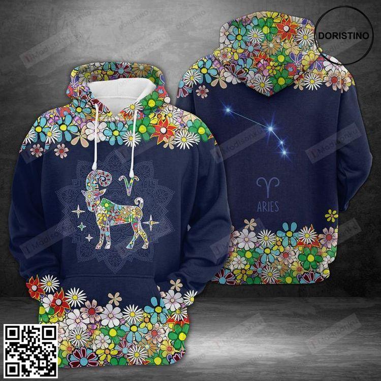 Aries Horoscope Flower 3d Awesome 3D Hoodie