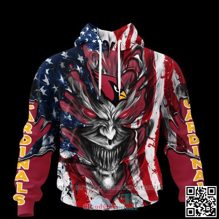 Arizona Cardinals Evil Demon Us Flag Personalized Awesome 3D Hoodie