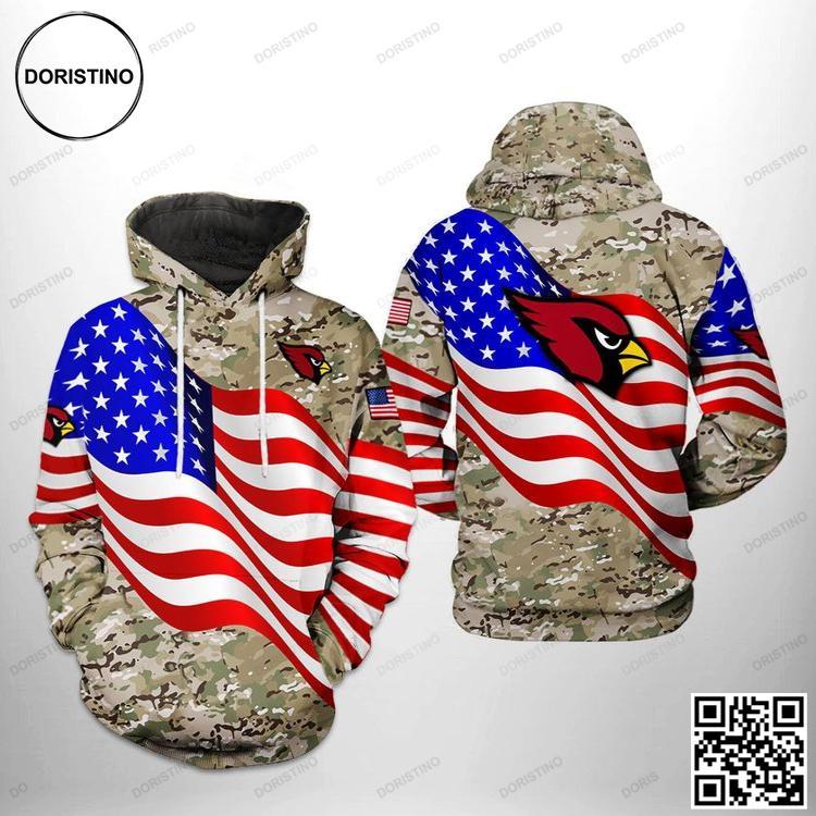 Arizona Cardinals Nfl Us Flag Camo Veteran Team 3d Printed Zipper Awesome 3D Hoodie