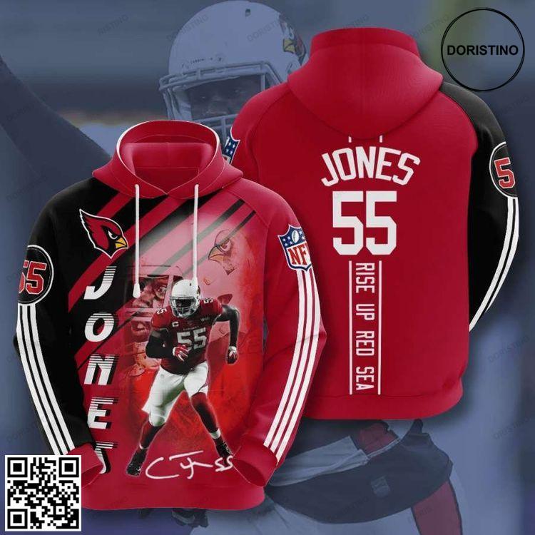 Arizona Cardinals No55 Custom Limited Edition 3D Hoodie
