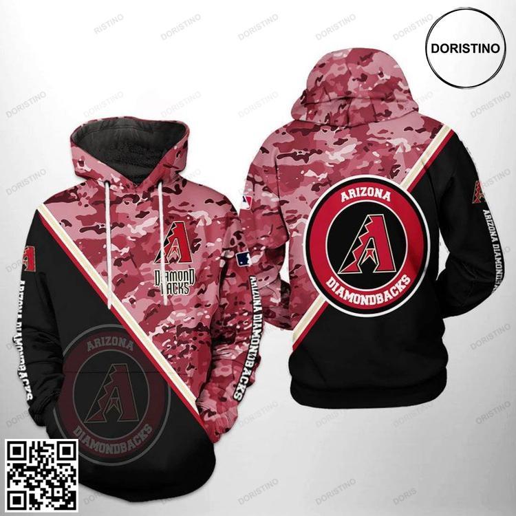 Arizona Diamondbacks Mlb Camo Team Zipper All Over Print Hoodie