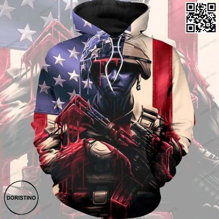 Army Red Blue Unique 3d Printed Sublimation All Over Print Hoodie