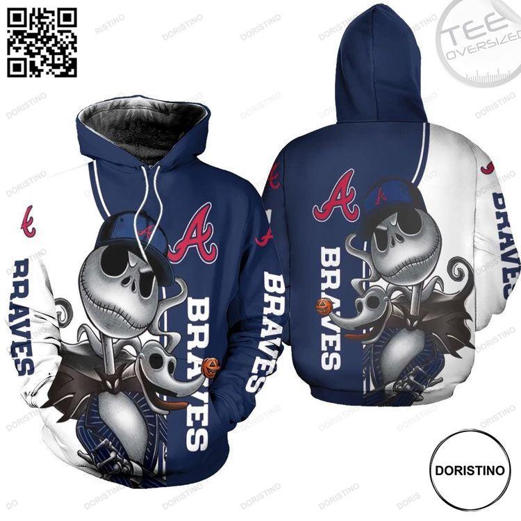Atlanta Braves Jack Skellington And Zero Limited Edition 3D Hoodie