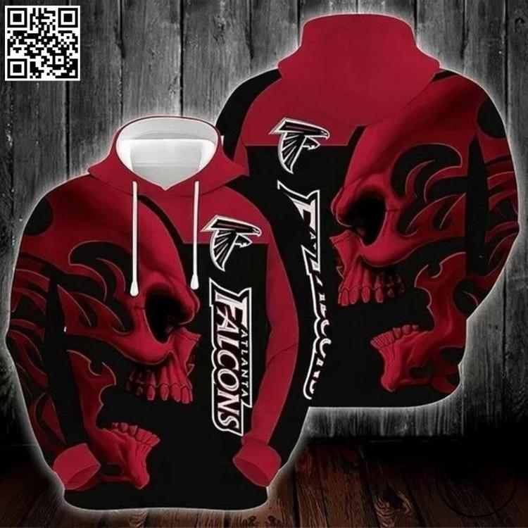Atlanta Falcons Skull Gift For Fan Limited Edition 3D Hoodie
