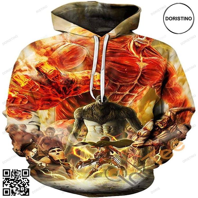 Attack On Titan Print Pullover With Front Pocket Sku45 Awesome 3D Hoodie