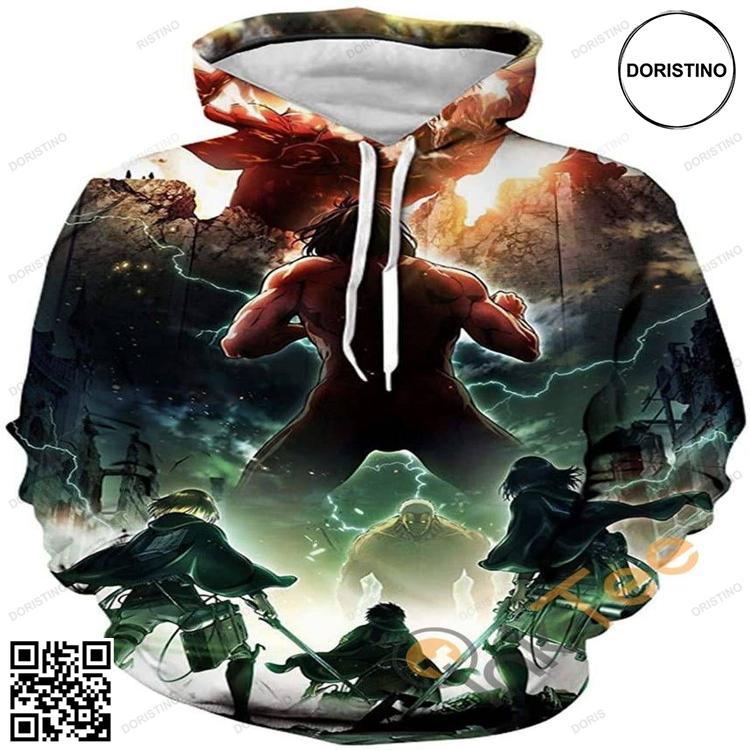 Attack On Titan Print Pullover With Front Pocket Sku50 All Over Print Hoodie