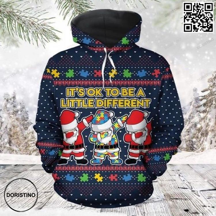Autism Christmas Blue Cute Design 3d Printed Sublimation All Over Print Hoodie