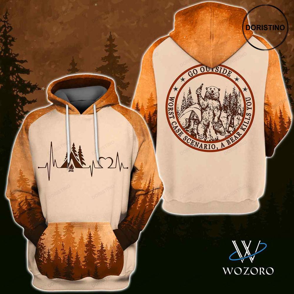 Heartbeat Campfire Beer Camping All Over Print Hoodie