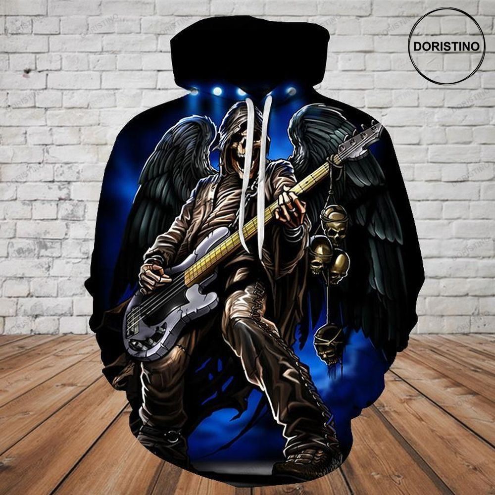 Heavy Metal Skeleton Blue Good All Over Print Hoodie