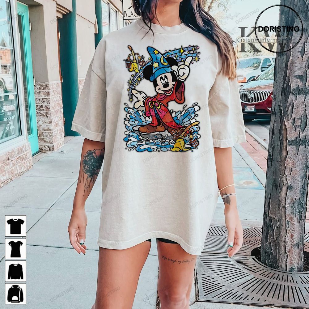 Disney Fantasia Sorcerer Mickey Mouse Magic Wizard Retro Magic Kingdom Unisex Family Birthday Gift Adult Tee Limited Edition T-shirts
