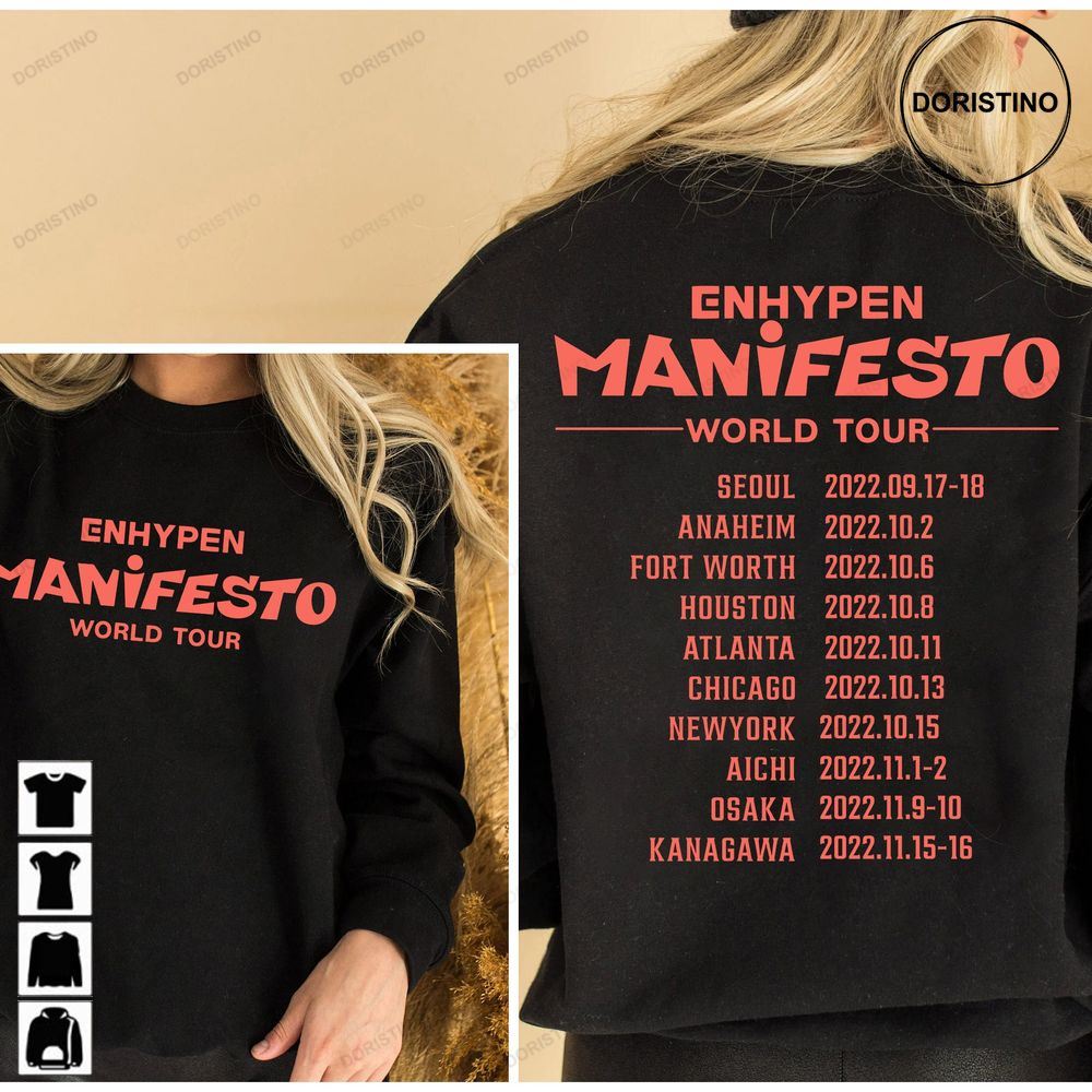 Enhypen World Tour Enhypen Manifesto World Tour Enhypen 2022 Tour Limited Edition T-shirts