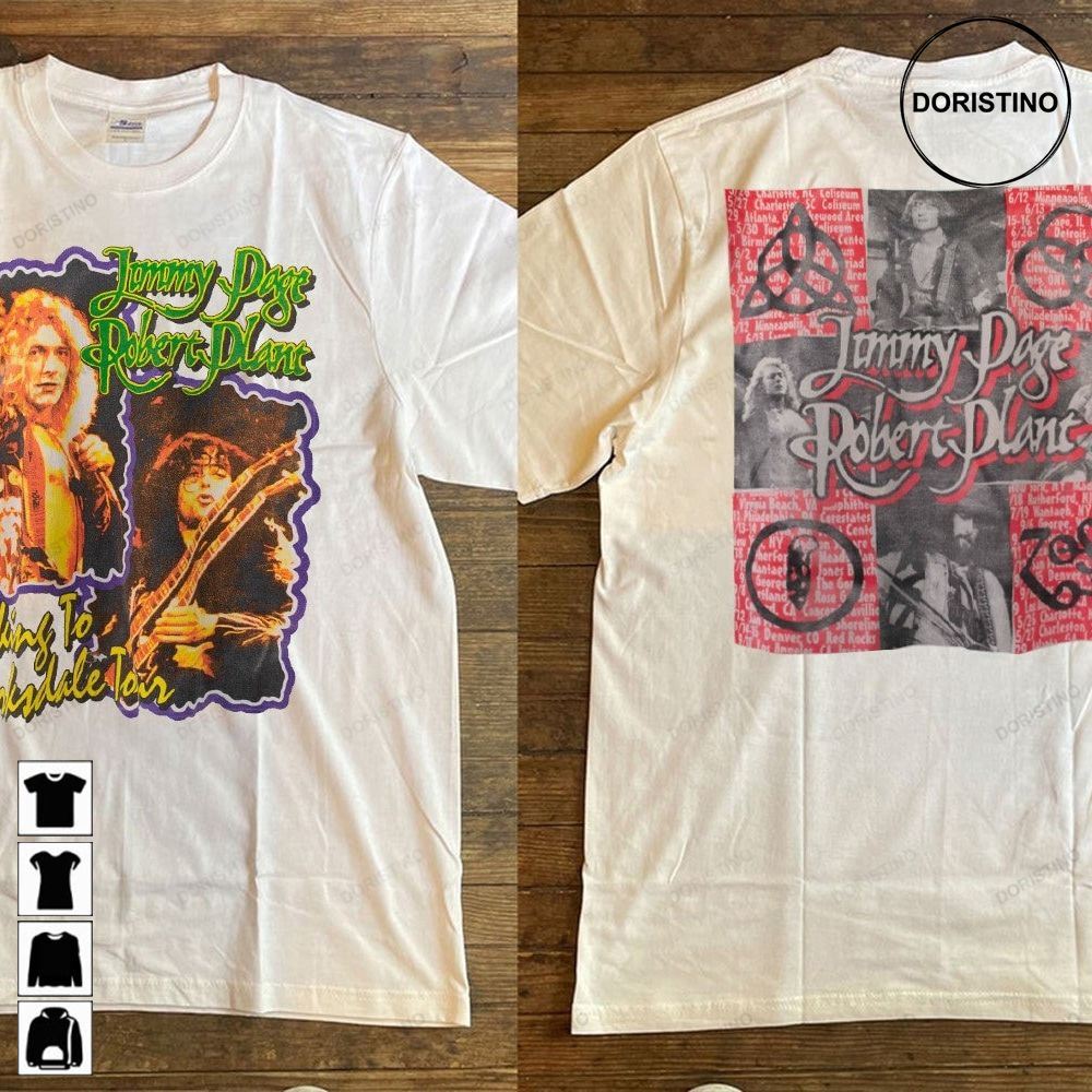 Jimmy Page Robert Plant Walking To Clarksdale Tour 1998 Jimmy Page Robert Plant Tour '88 80s Rock Tour Awesome Shirts