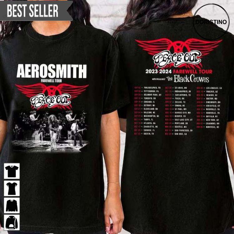 Aerosmith Peace Out Farewell Tour With The Black Crowes 2023-2024 Short-sleeve Doristino Trending Style