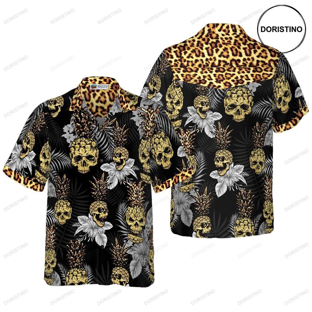 Pine Apple Skull Leopard Tropical Hawaiian Shirt