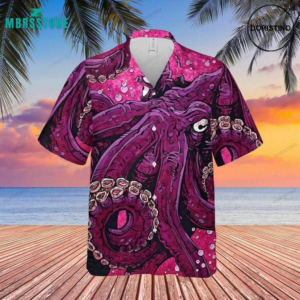 Pinky Octopus Vintage Beach Tropical Pineapple Octopus Hawaiian Shirt