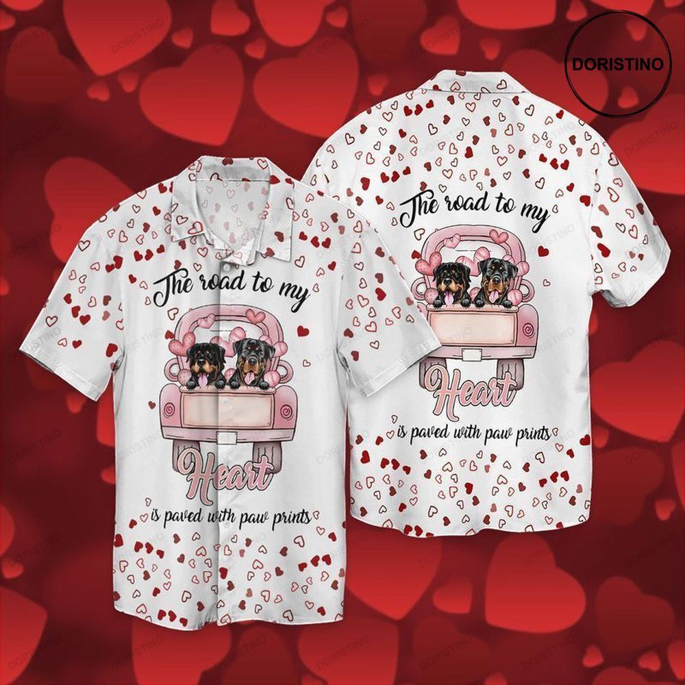 Pitbull Love The Road To My Heart Is Paved With Paw Prints Awesome Hawaiian Shirt