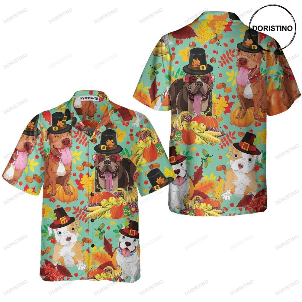 Pitbulls Dog Happy Thanksgiving Funny Thanksgiving Gift For Thanksgiving Day Hawaiian Shirt