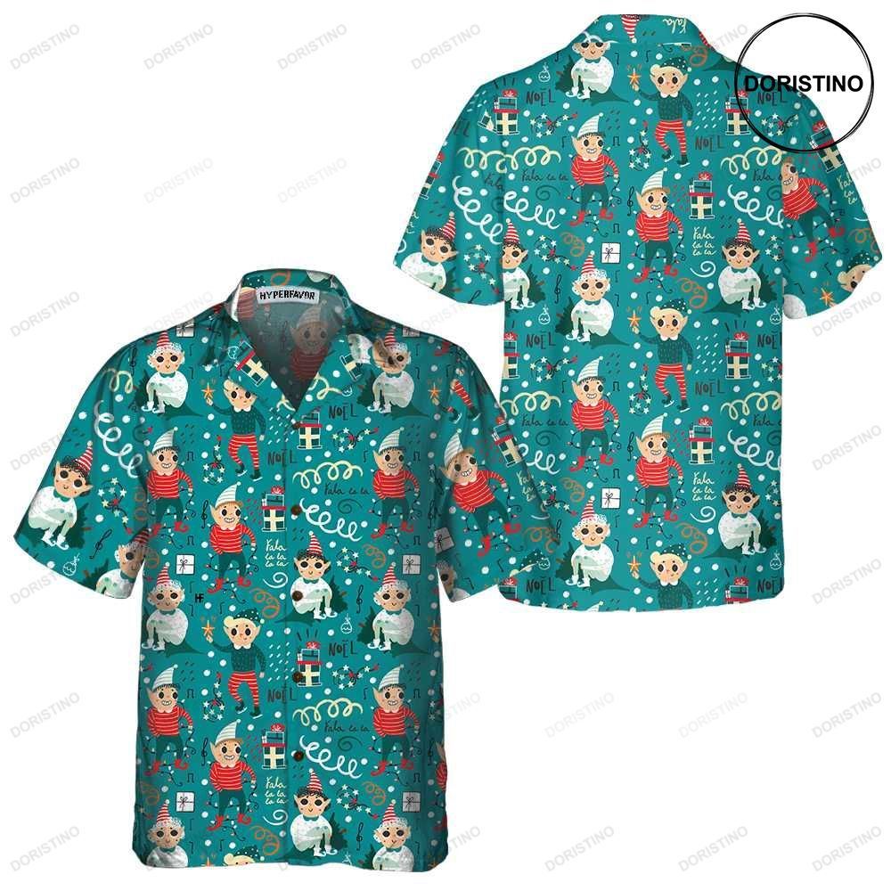 Playful Christmas Elves Funny Elf Christmas Best Christmas Gift Idea Awesome Hawaiian Shirt