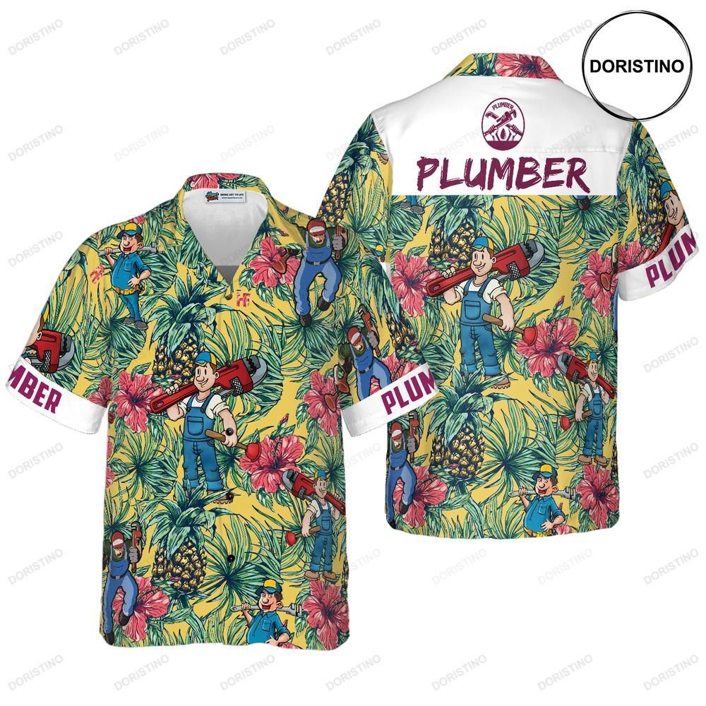 Plumber Pineapple Seamless Pattern Hawaiian Shirt