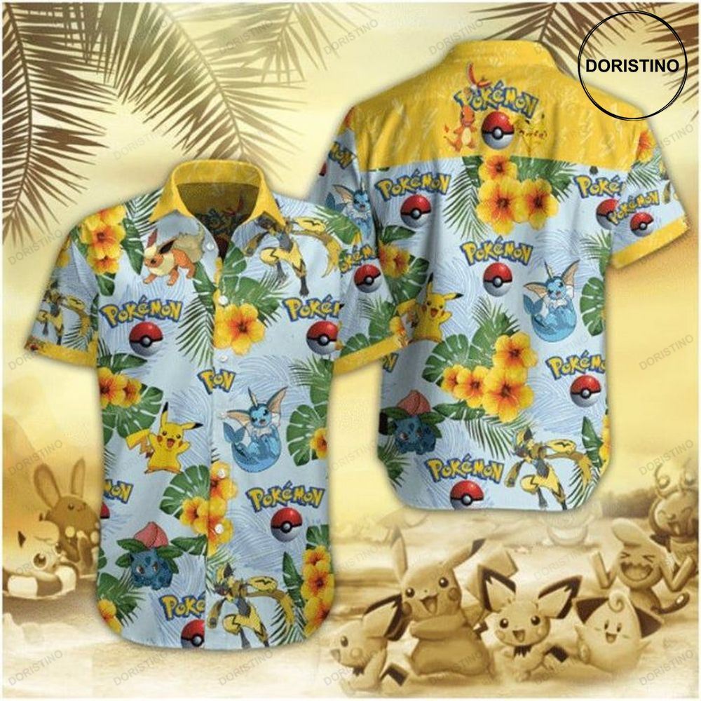 Pokemon Eevee Evolution Floral Limited Edition Hawaiian Shirt