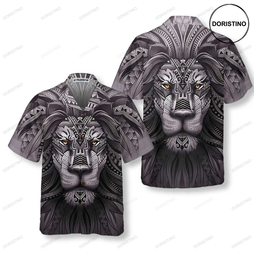 Polynesian Lion Tattoo Lion Button Up Lion For Men Women Cool Gift For Lion Lov Limited Edition Hawaiian Shirt