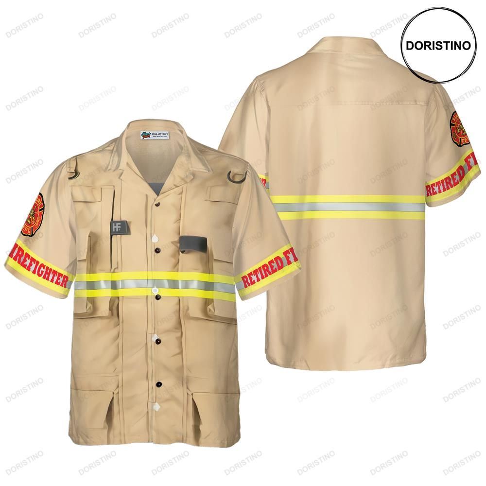 Proud Retired Firefighter Cream Life Vest Work Uniform Fire Dept Logo Firefighter Shi Limited Edition Hawaiian Shirt