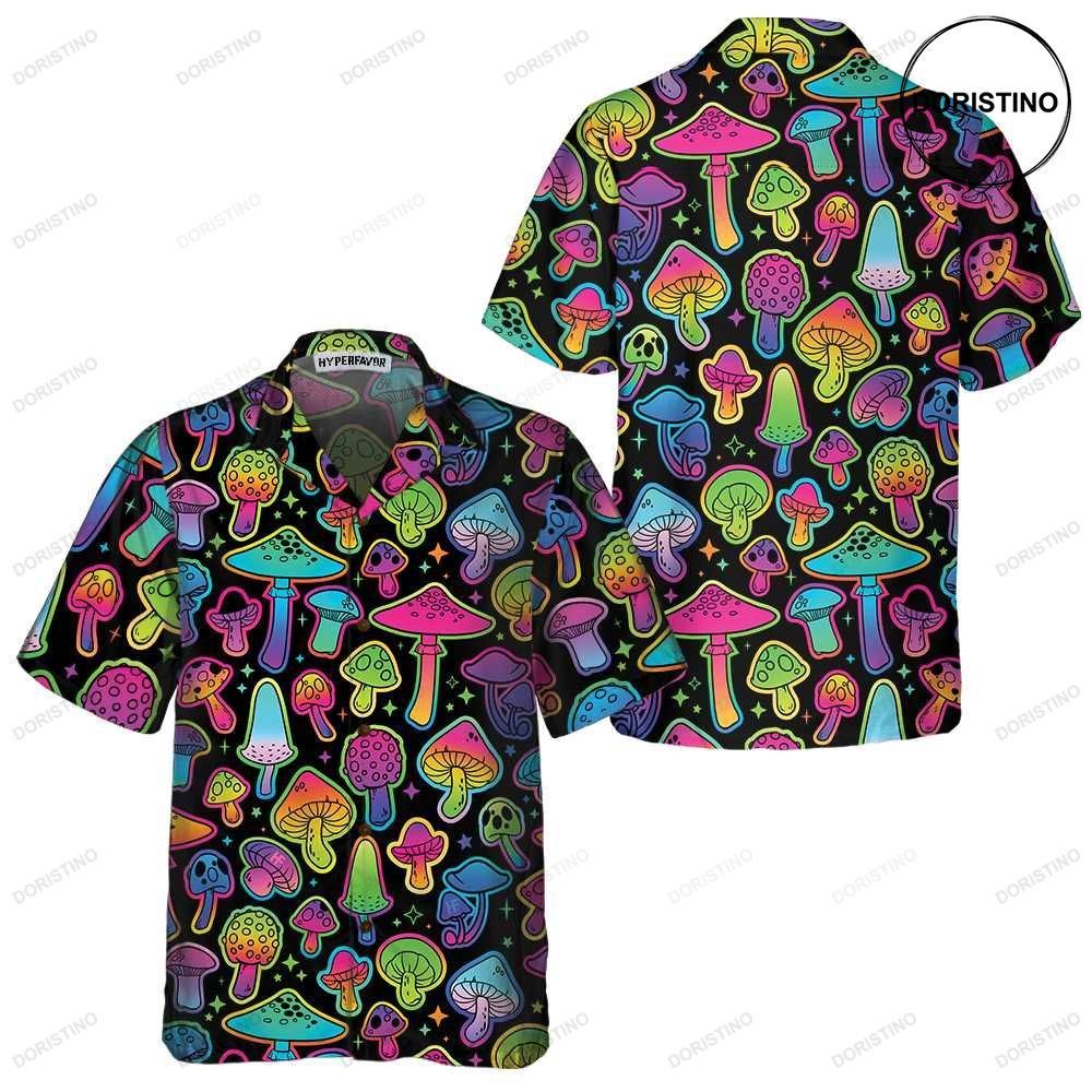 Psychedelic Mushroom Pattern Printed Trippy Mushroom For Men Women Hawaiian Shirt