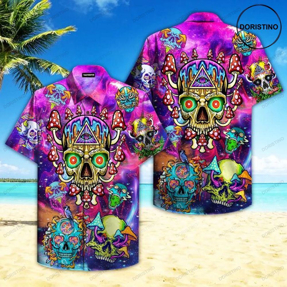 Psychedelic Skull Mushroom Hippie Limited Edition Hawaiian Shirt