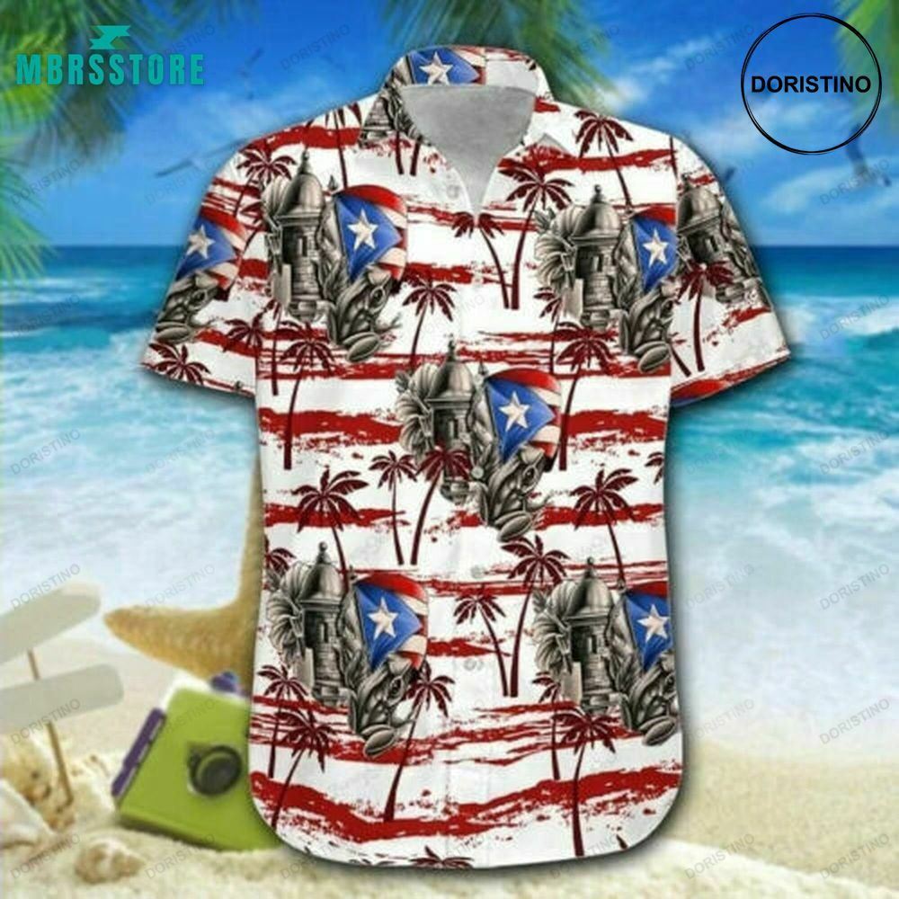 Puerto Rico Palm Tree Vintage Hibiscus Awesome Hawaiian Shirt