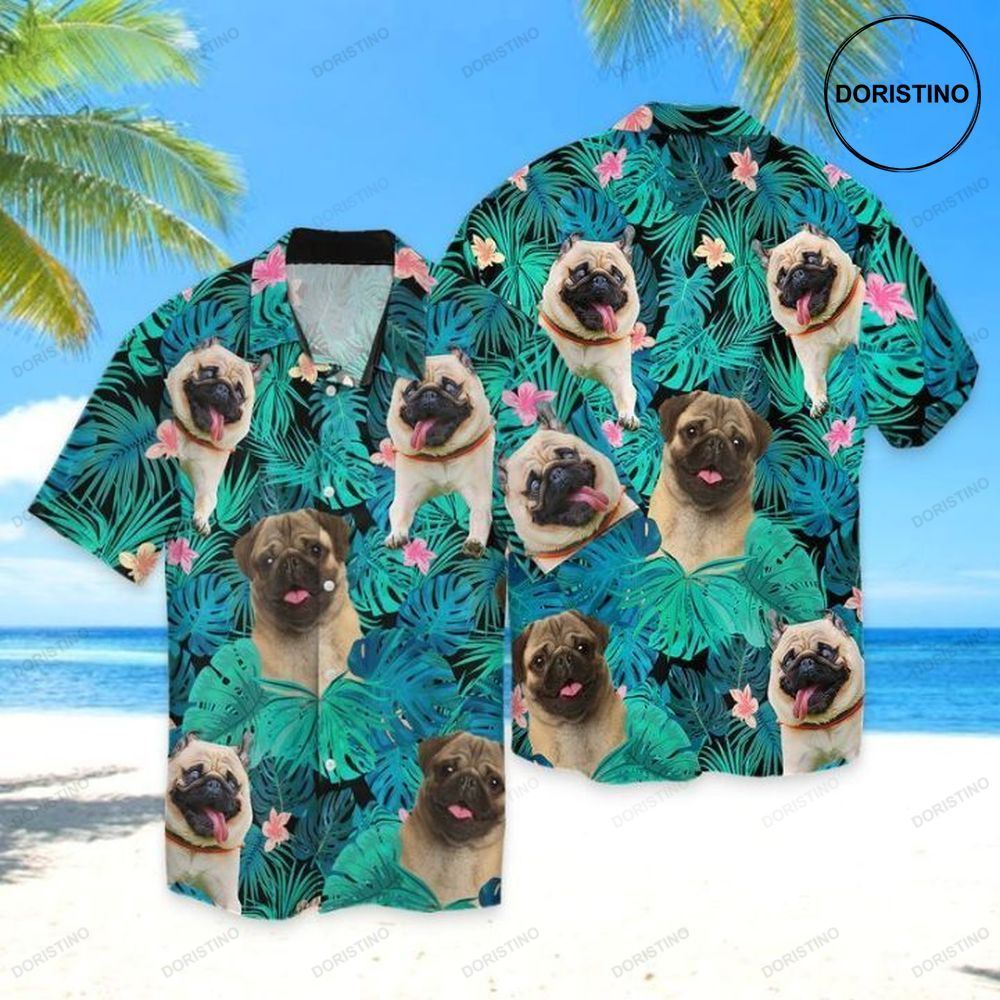Pug Dog Tropical Hawaiian Shirt