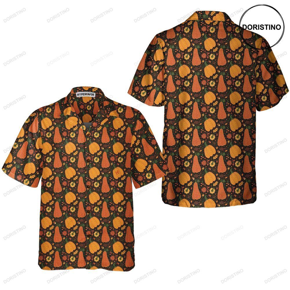 Pumpkin And Falling Leaves Fall Thanksgiving Gift For Thanksgiving Day Awesome Hawaiian Shirt