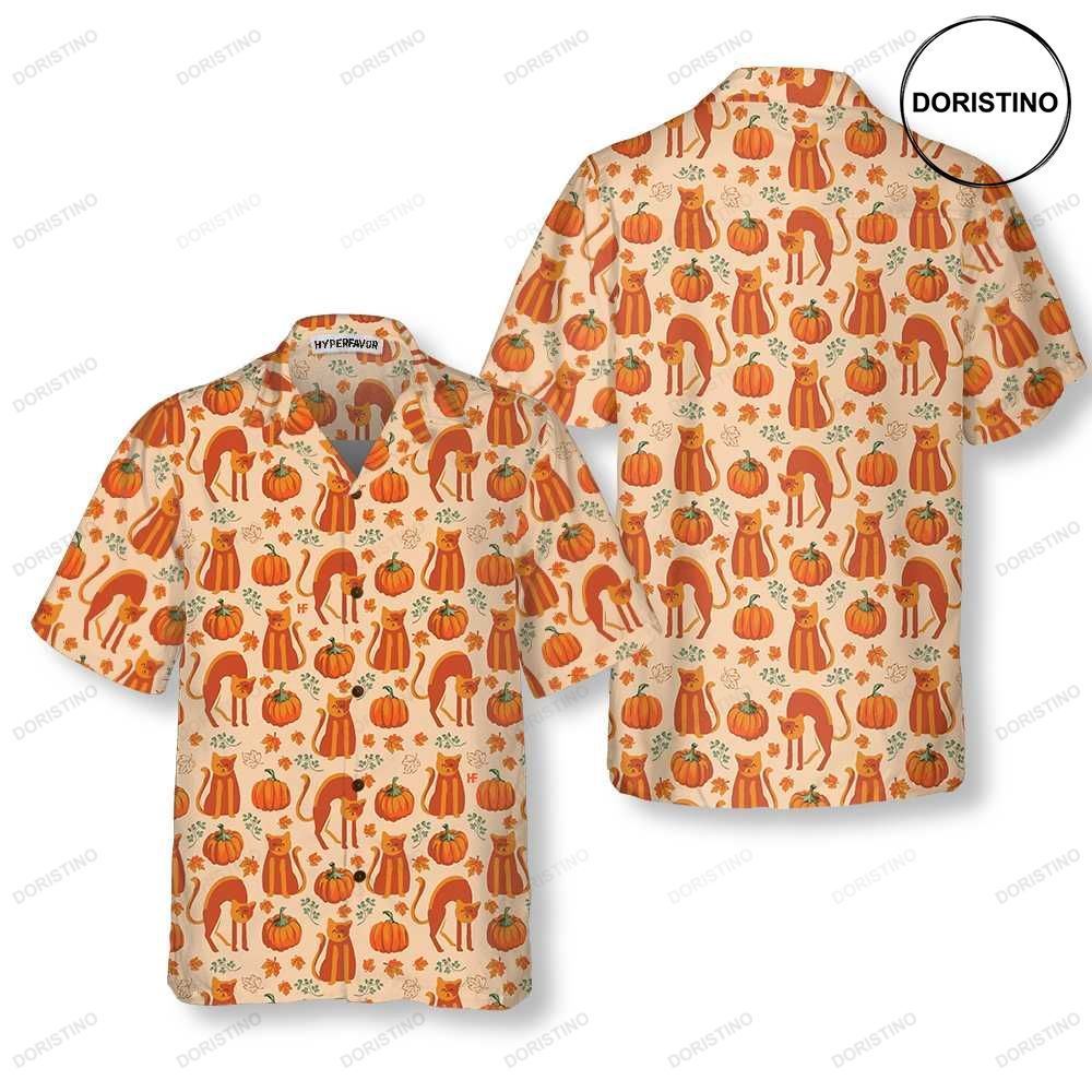 Pumpkin Cats Lover Thanksgiving Thanksgiving Gift For Cat Lover Hawaiian Shirt