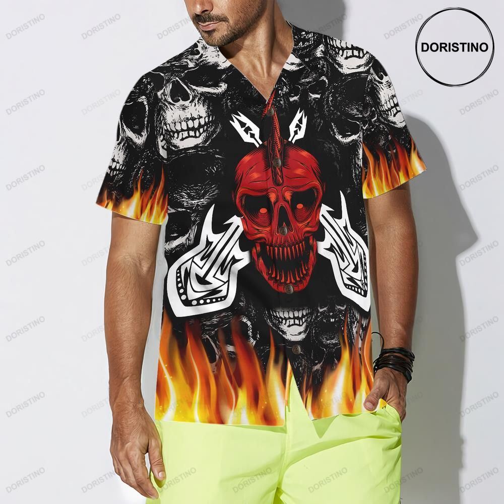 Punk Rock Never Dies Gothic Flame Electric Guitar Crossbones And Skull Limited Edition Hawaiian Shirt