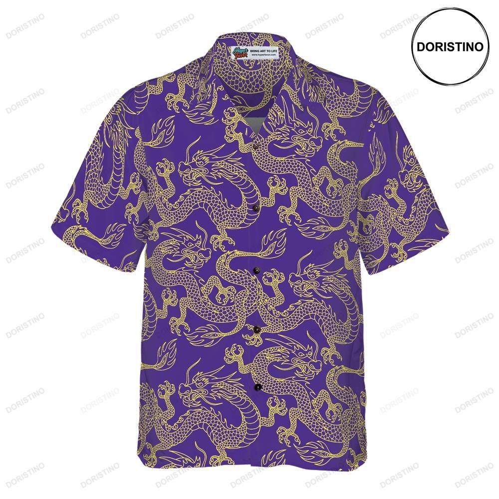 Purple And Gold Edition Oriental Dragon Limited Edition Hawaiian Shirt