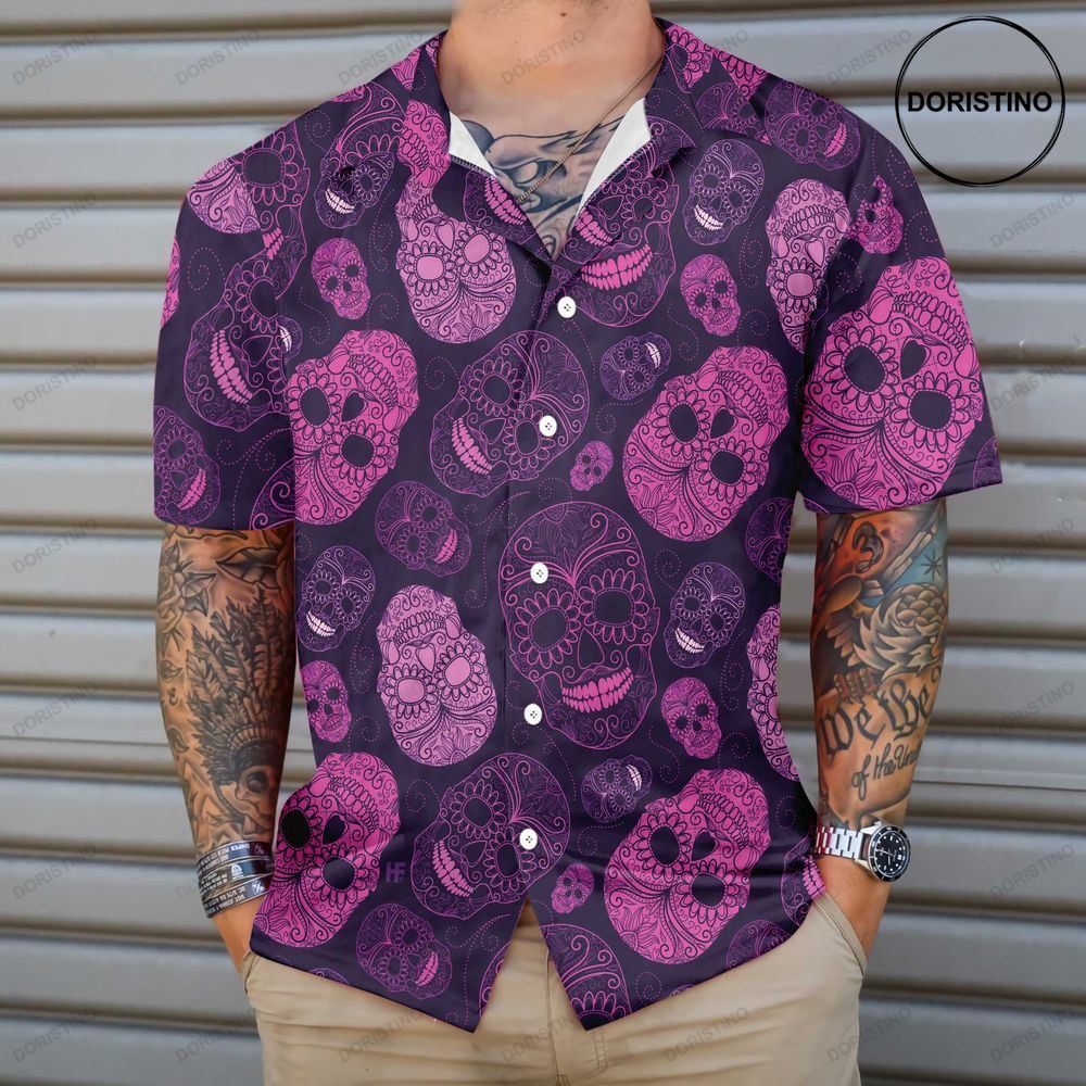 Purple Midnight Sugar Skull Unique Day Of The Dead Skull For Men And Women Limited Edition Hawaiian Shirt