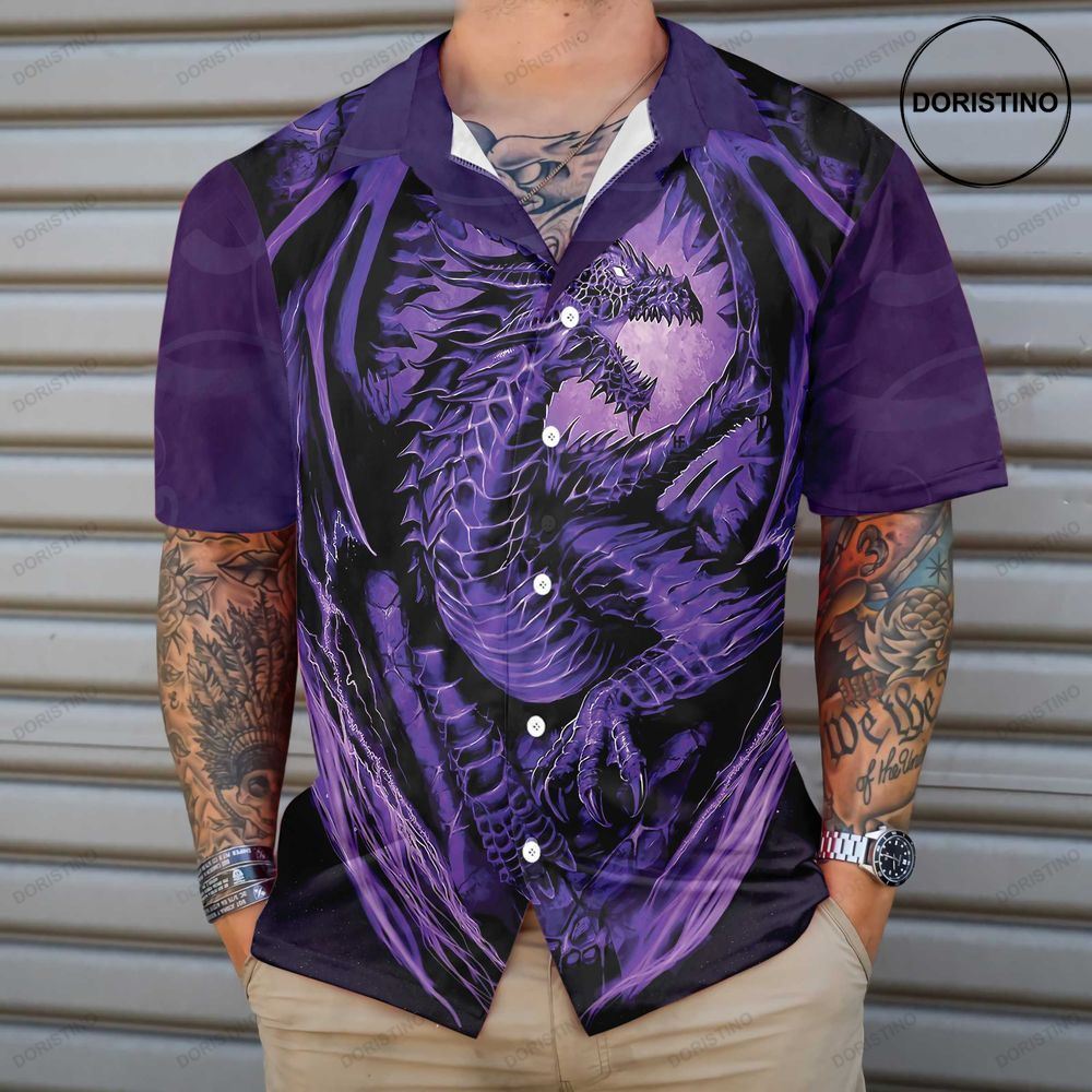 Purple Neon Dragon Black And Purple Dragon Best Gift For Dragon Lovers Limited Edition Hawaiian Shirt