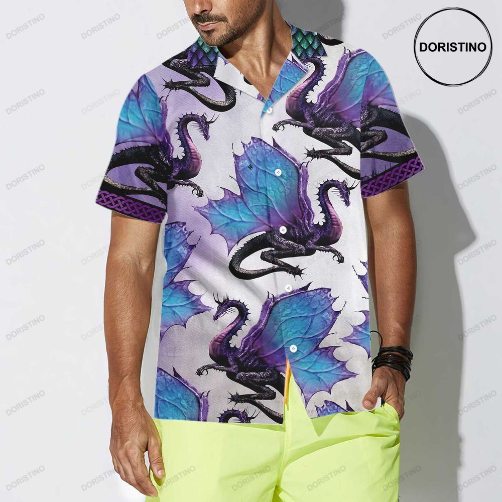 Purple Ombre Dragon 3d Neon Dragon Best Gift For Dragon Lovers Awesome Hawaiian Shirt