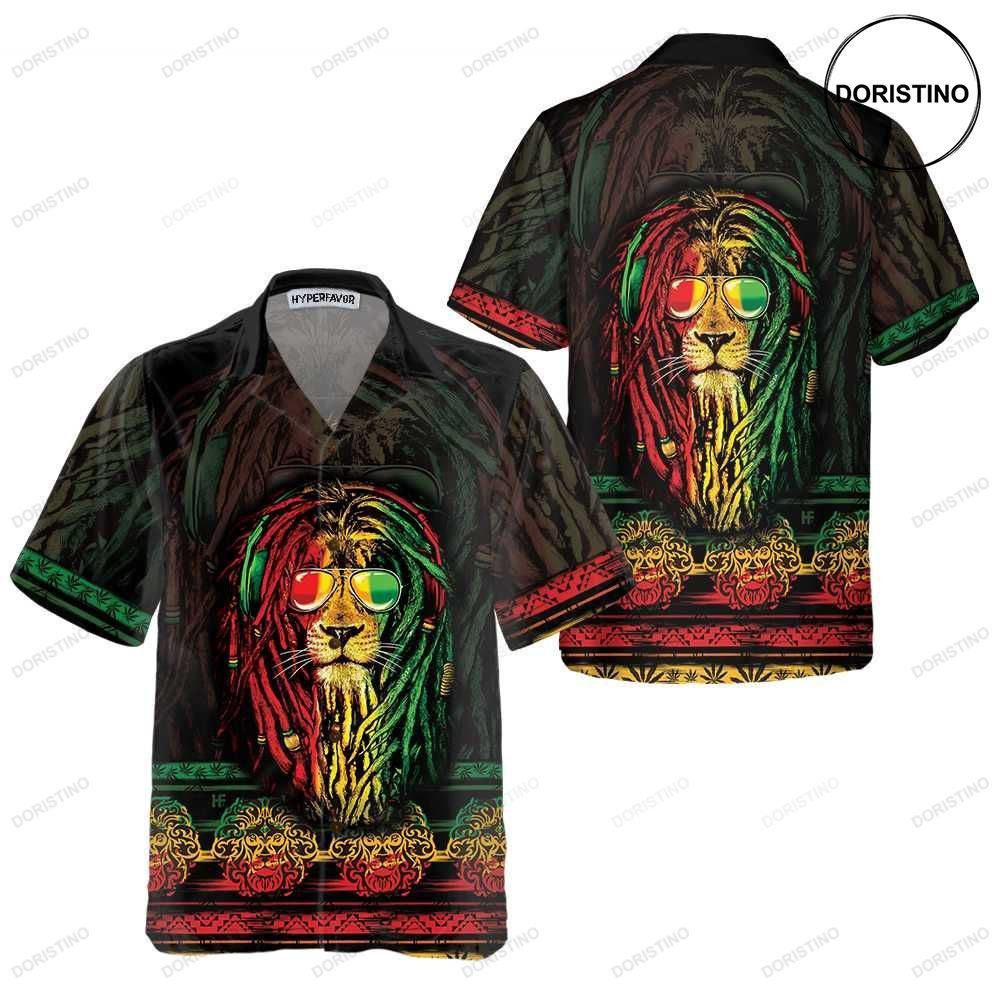 Rasta Lion With Cannabis Marijuana Lion Button Up Lion For Men Women Cool Gift Hawaiian Shirt