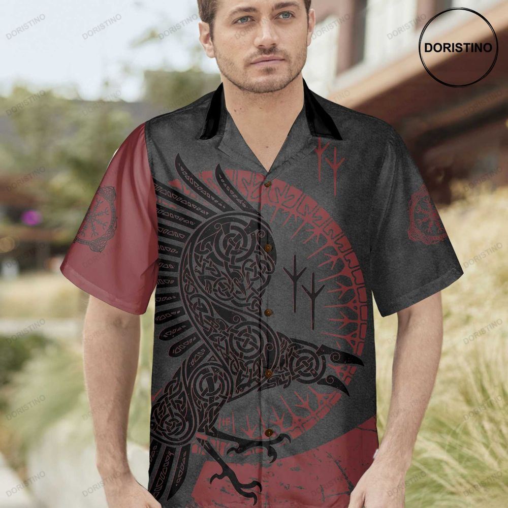 Red And Black Raven Viking Unique Viking Raven For Men And Women Hawaiian Shirt