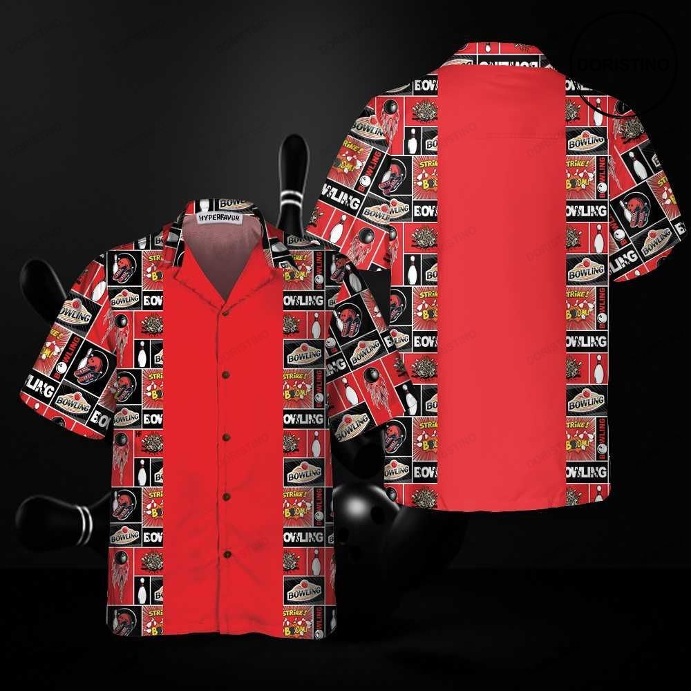Red Bowling Bowling Balls And Pins Best Gift For Bowling Players Hawaiian Shirt