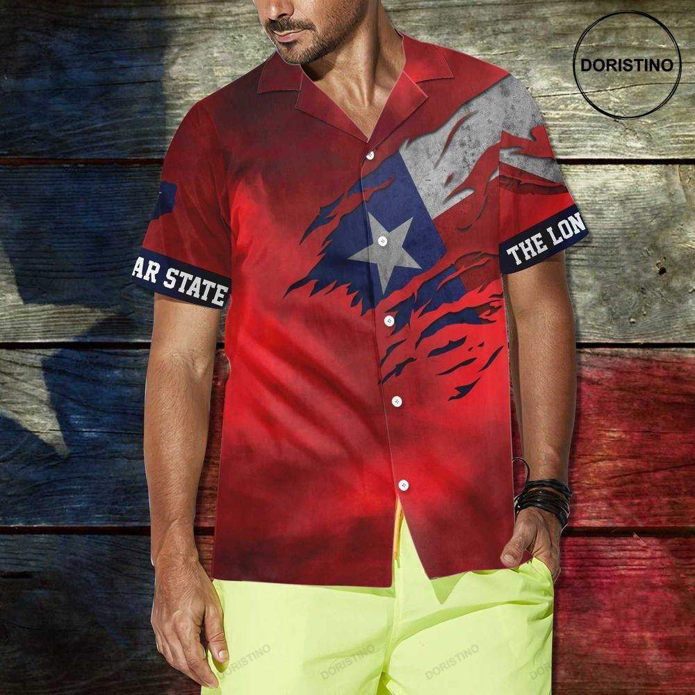 Red Ripped Flag Texas For Men Texas The Lone Star State Proud Texas For M Hawaiian Shirt