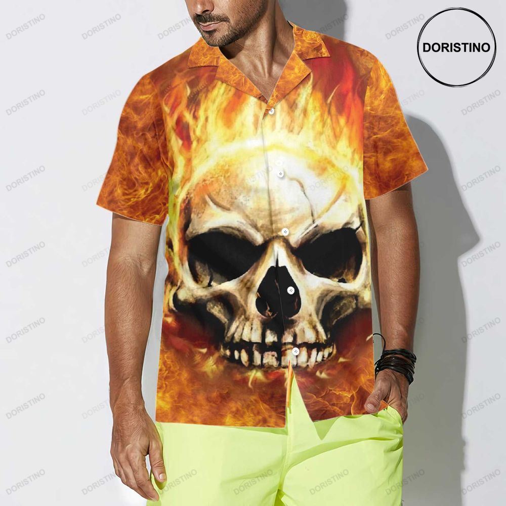Red Skull Smoke Cool Flame Skull For Men And Women Limited Edition Hawaiian Shirt