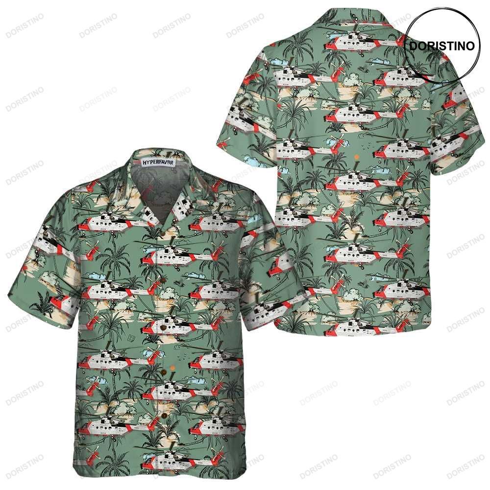 Rescue Helicopter Seamless Pattern Tropical Helicopter For Men Limited Edition Hawaiian Shirt